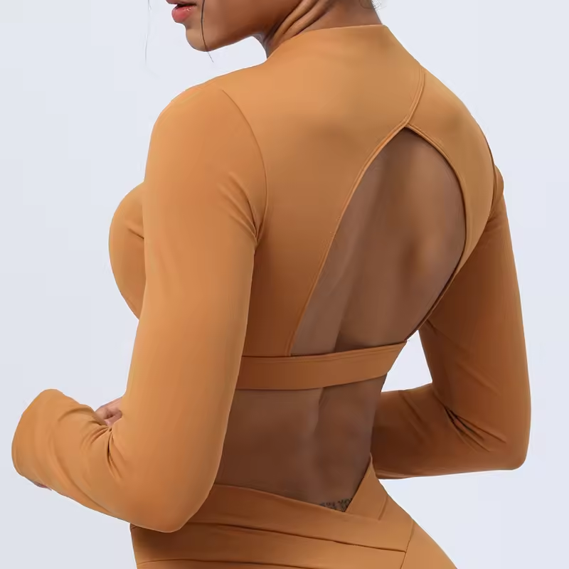 New Women's Long Sleeve Removable Back Padded Fitness Clothing