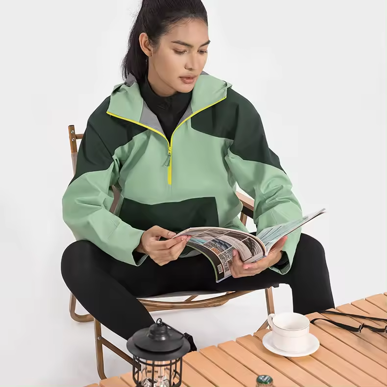 Autumn and Winter Color Block Loose Windproof Hoodie
