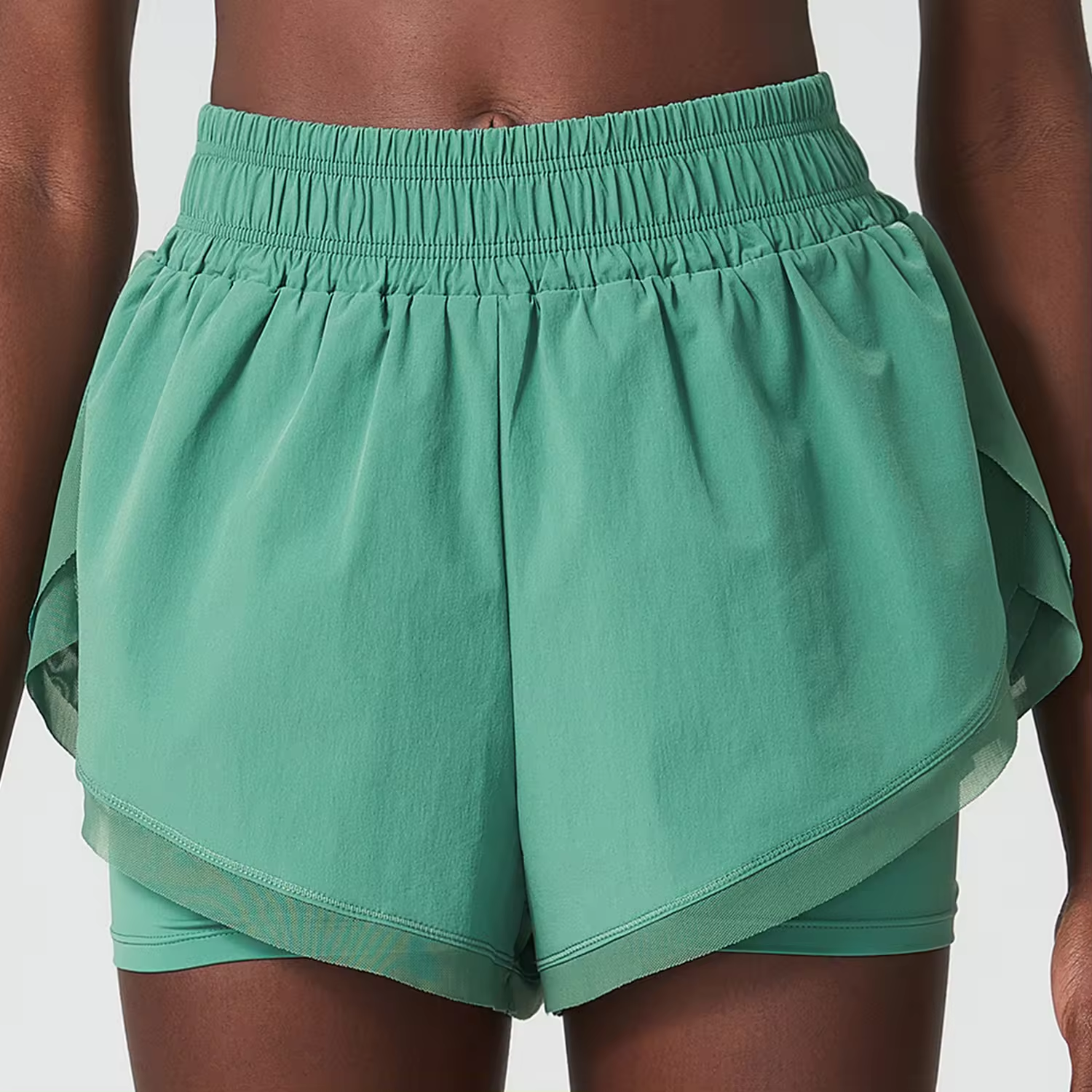 High-Waisted 2-Layer Quick-Drying Athletic Shorts