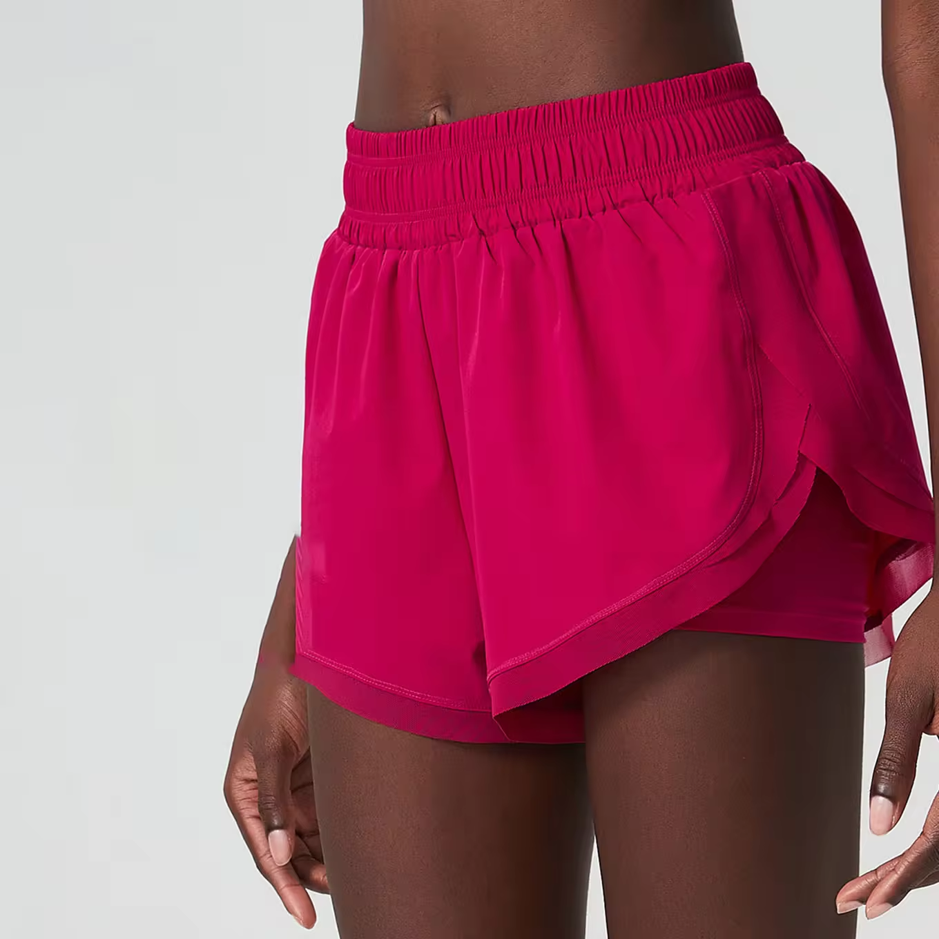 High-Waisted 2-Layer Quick-Drying Athletic Shorts